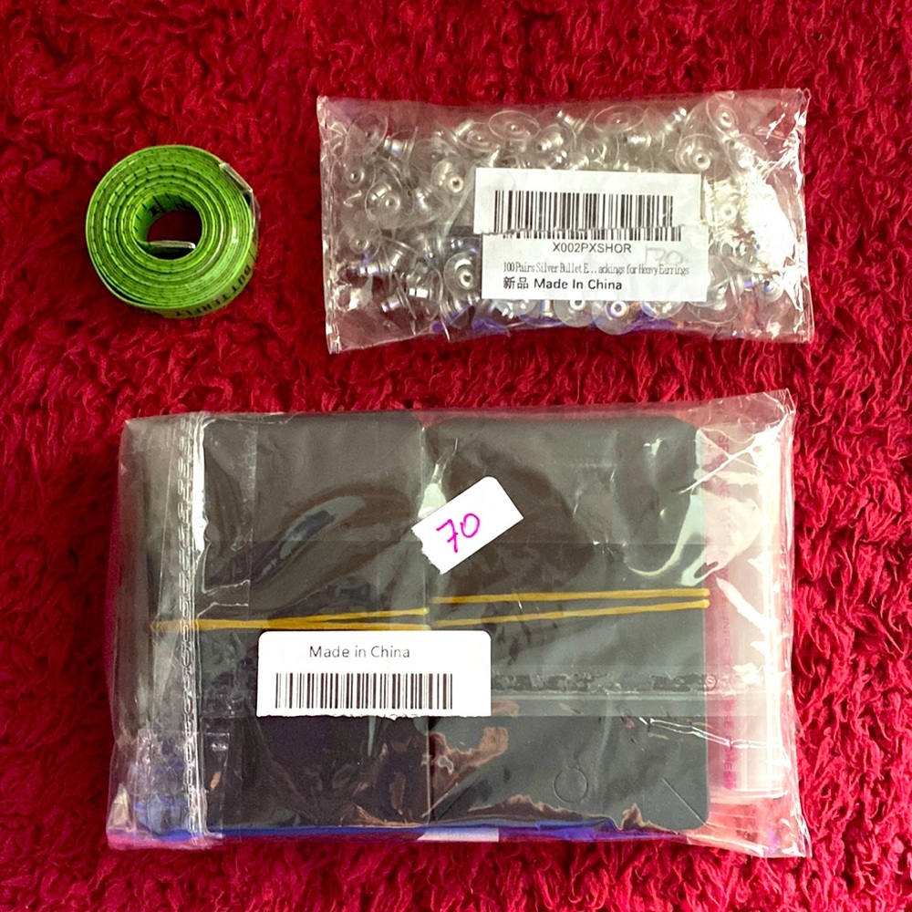 170 Earring Backs, 70 Holder Cards with Clear Bags